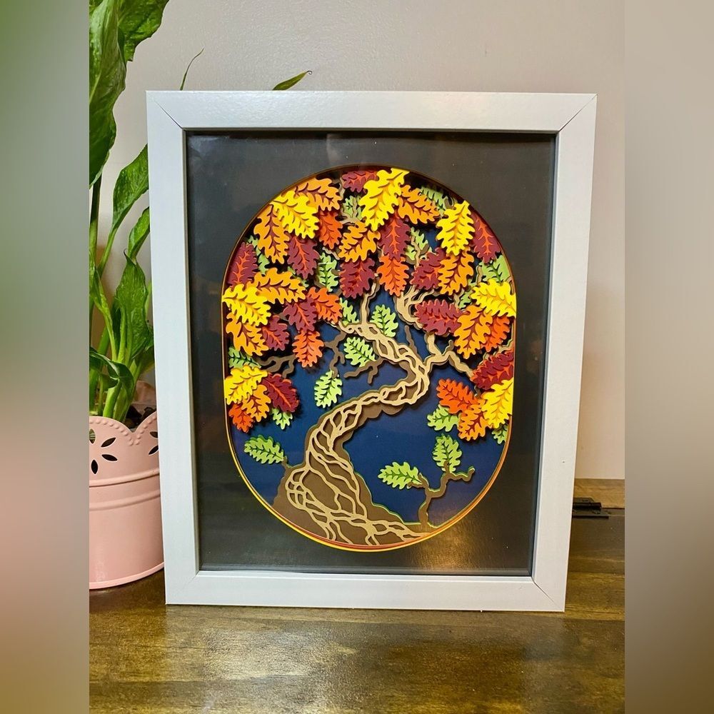 3D Oak Tree Fall Autumn Shadowbox - Picture 4 of 8